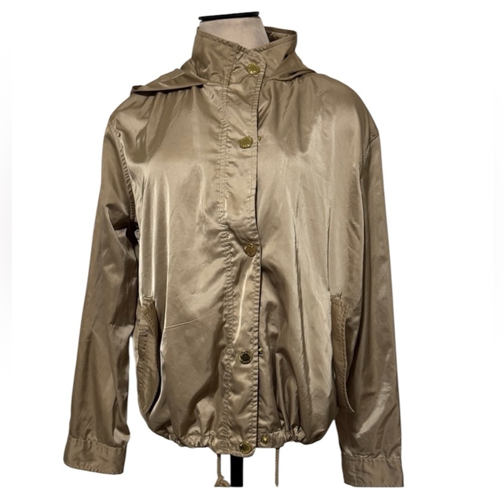 Michael Kors Khaki Beige Gold Trench Hooded Jacket size M